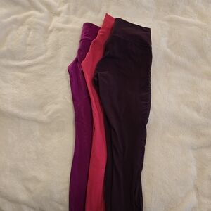 Fabletics Women's Leggings Trio in Plum, Pink & Magenta